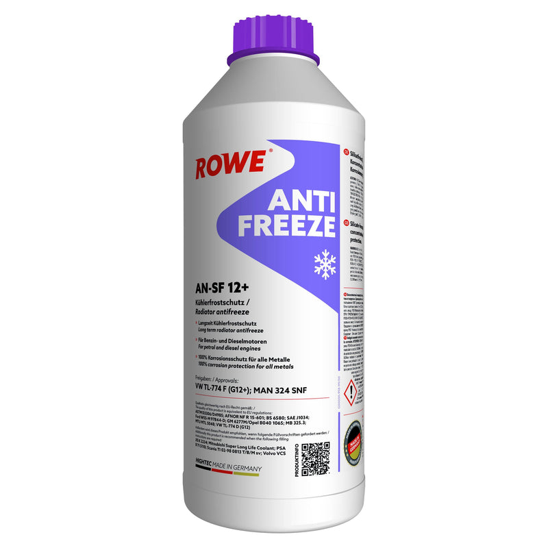 ROWE Antifreeze - Hightec Antifreeze AN-SF 12+ 1,5 litres - Enterprise Africa International - ROWE - Hightec Antifreeze AN-SF 12+, is a state-of-the-art, long-term radiator antifreeze concentrate on a monoethylene glycol basis. Nitrite-, amine-, phosphate- and silicate-free. It provides reliable protection for aluminium and cast iron engines.