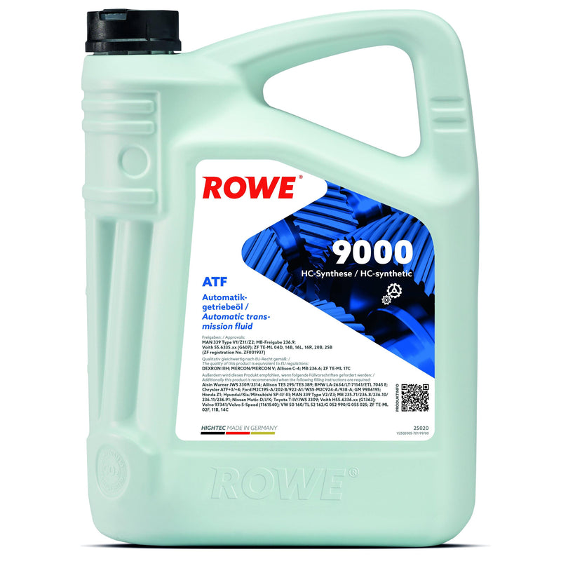 ROWE Gear Oil - Hightec ATF 9000 - Enterprise Africa International - HIGHTEC ATF 9000 is a high-performance ATF (Automatic Transmission Fluid) with an extremely wide range of applications in modern ‘stepped’ automatic transmissions. Its exceptional performance capacity is achieved through the interaction of the most advanced additives and specially selected HC synthetic oils.