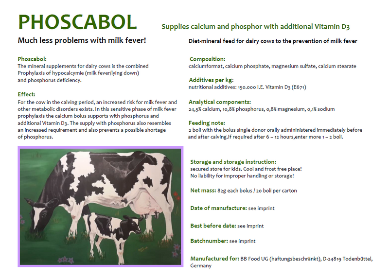 Phoscabol - Calcium and Phosphorus supplement for dairy cows to prevent milk fever